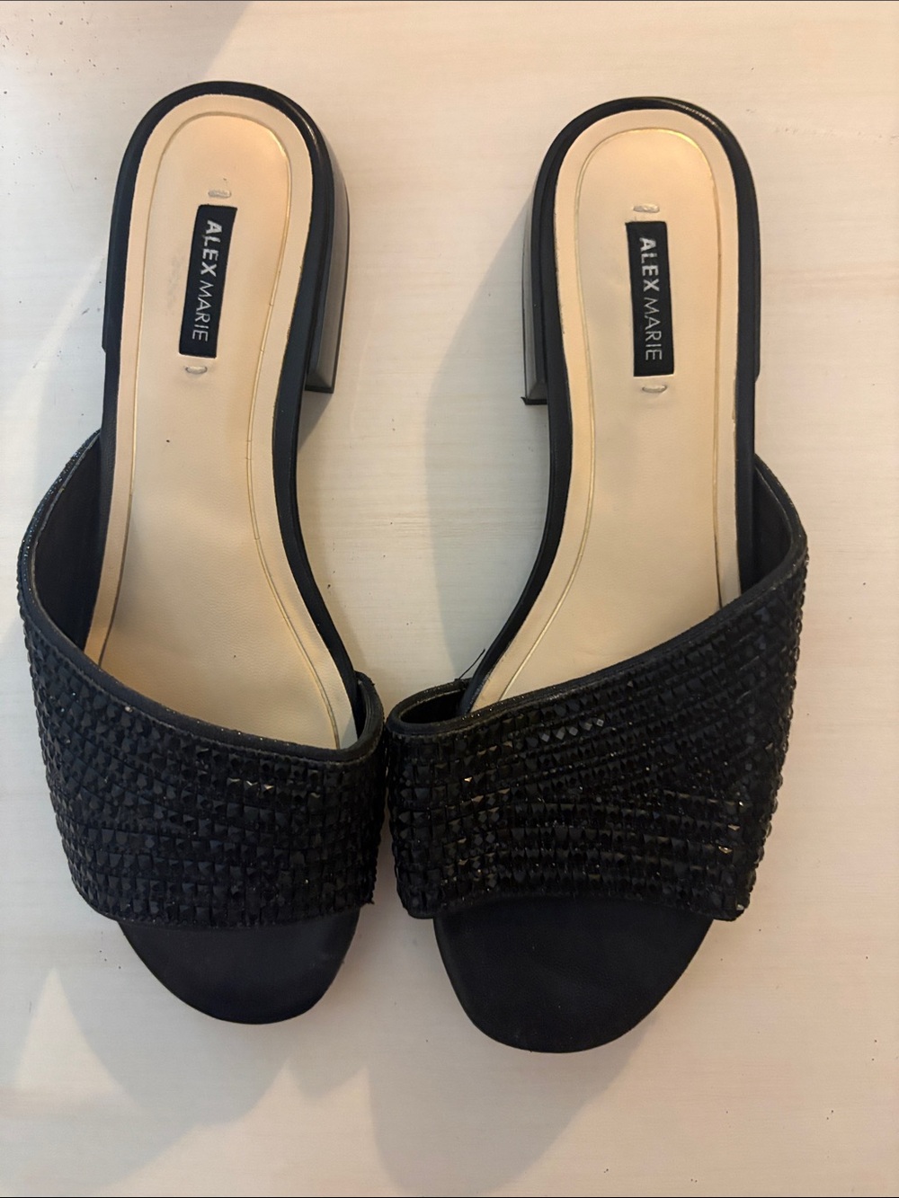 Alex Marie Black Beaded Slide Mules
